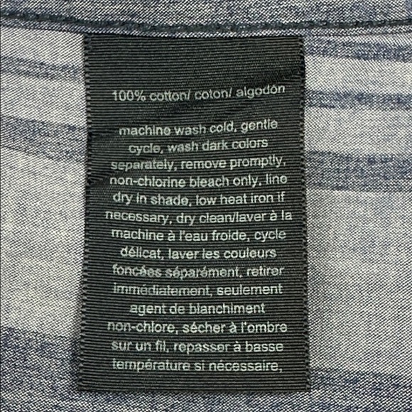 Tommy Hilfiger Shirt Blue Striped Button Up Long Roll Tab Sleeves Chest Pocket. - Picture 6 of 6